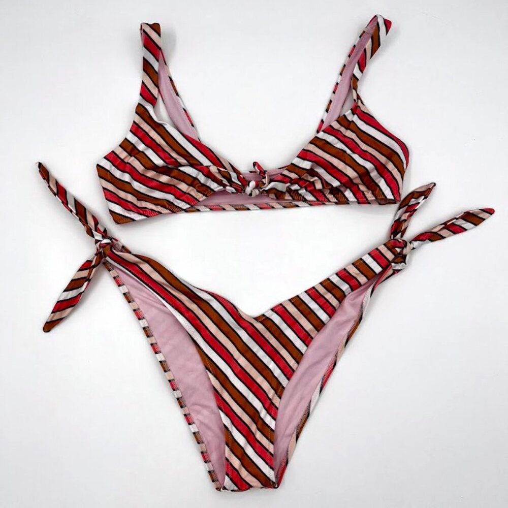 NWOT Victoria's Secret Striped Bikini Set, Size Medium